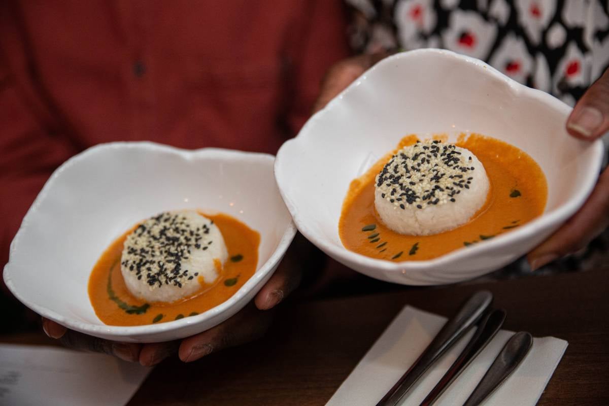 Breakout dish from Tatale restaurant: omo tuo, mashed rice dumpling